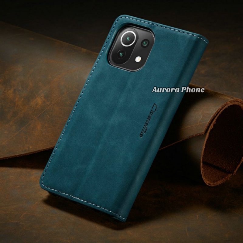 Custodia Portafoglio In Pelle Per Xiaomi Mi 11 Lite - Con Slot Carte E Supporto, Blu