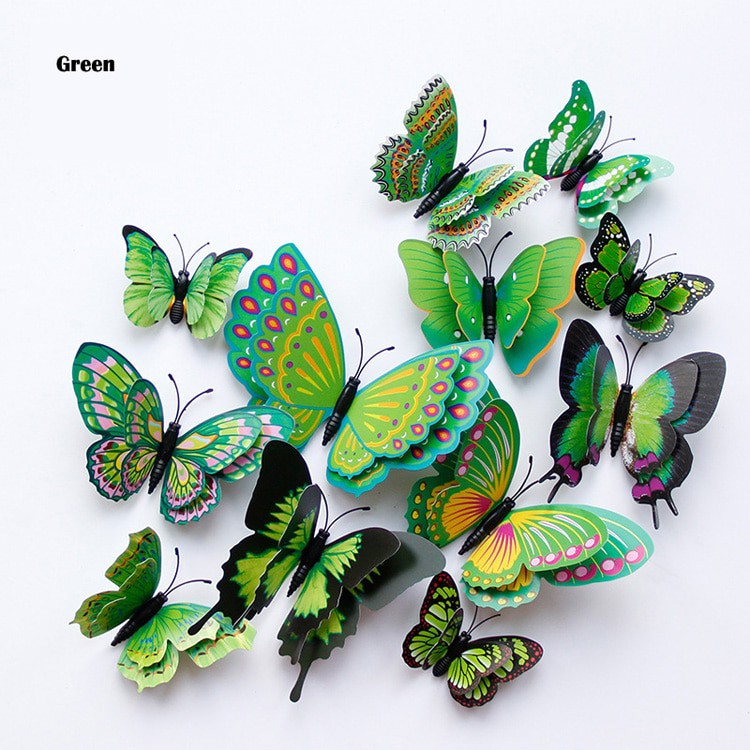 Double Layer 3D Butterfly Wall Sticker on the wall Home Decor ...