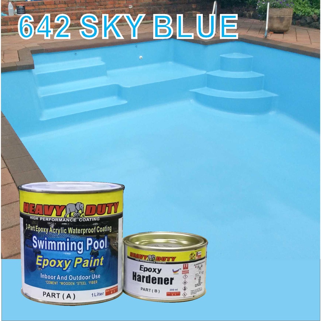 ( 1L ) SWIMMING POOL EPOXY PAINT • 1LITER • Heavy Duty • 2-Part Epoxy ...