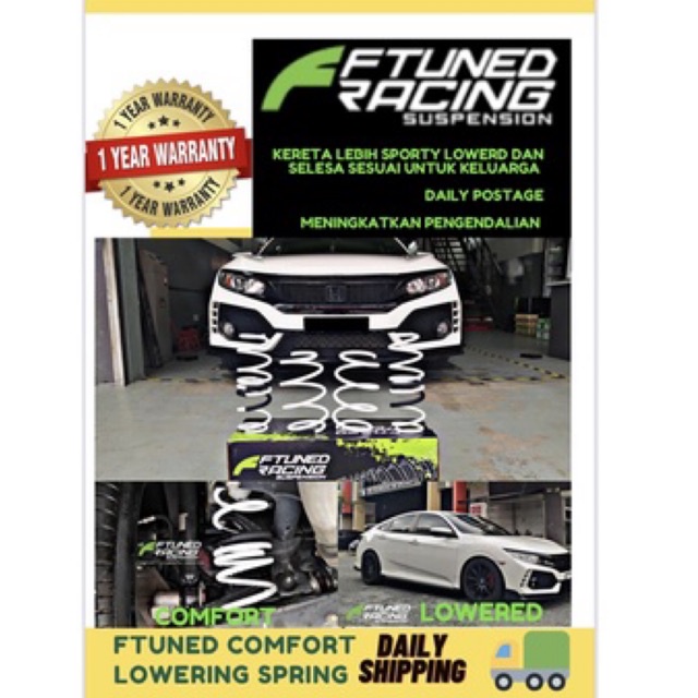FTUNED coil spring comfort lowerd spring CLS HONDA CIVIC FC DAN FD ...