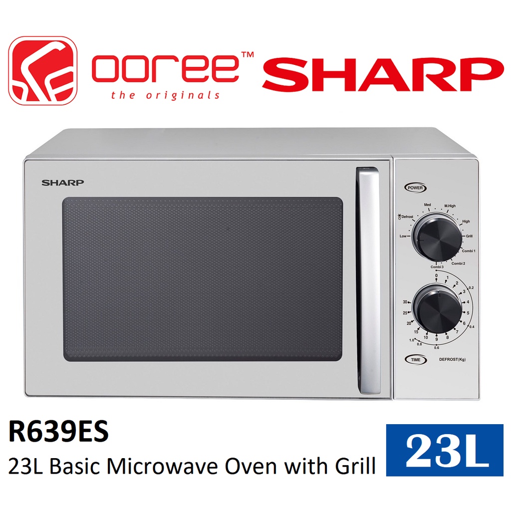 SHARP R639ES 23L 900W BAISC MICROWAVE OVEN WITH GRILL, 2WAY DEFROST