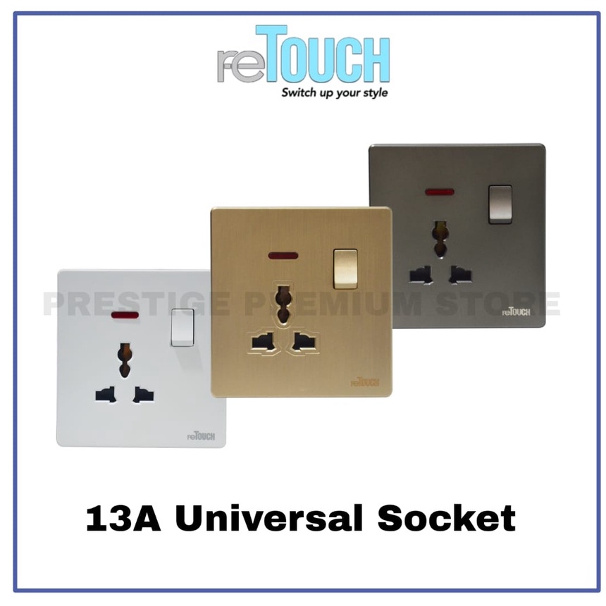 Retouch Ultra Rimless Socket WHITE/GREY/GOLD and Wall Switch Slim ...