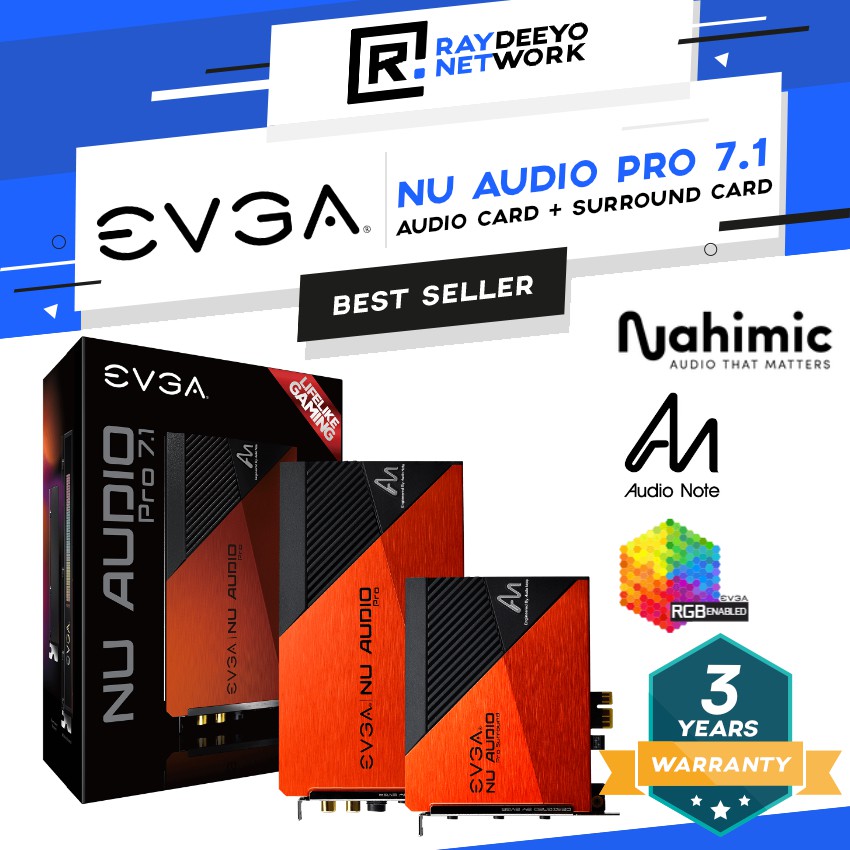 EVGA NU Audio Pro 7.1 PCIe Audio Card + Surround Card [Three RGB ...