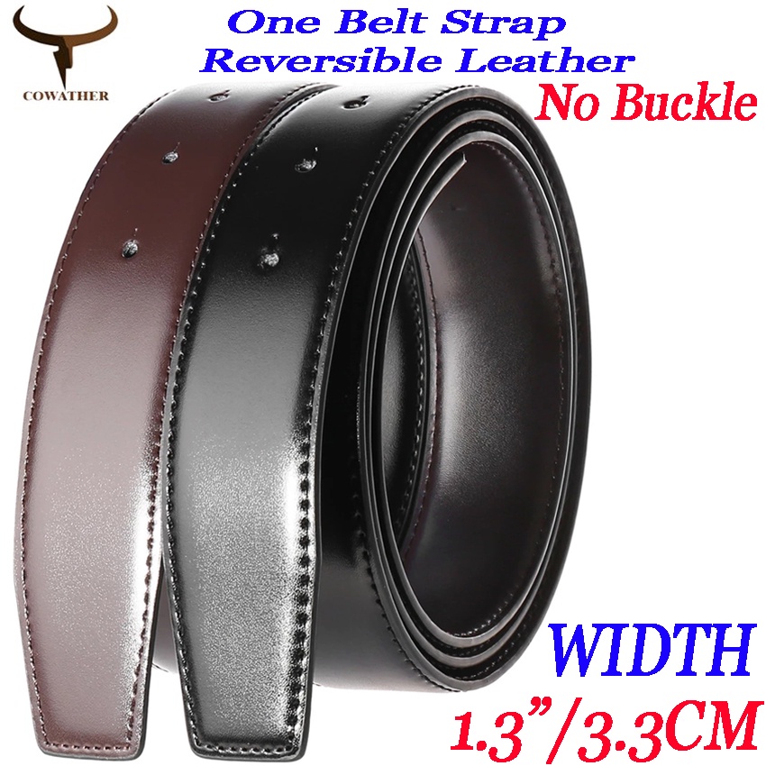 Replacement Genuine Leather Reversible Belt Strap Without Buckle 1-1/8 Wide