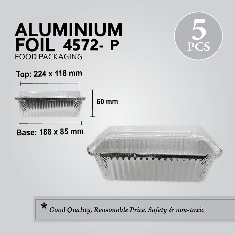 ALUMINIUM FOIL TRAY WITH LID 4572-P(RECTANGULAR) 5PCS PER PACK | Shopee  Malaysia