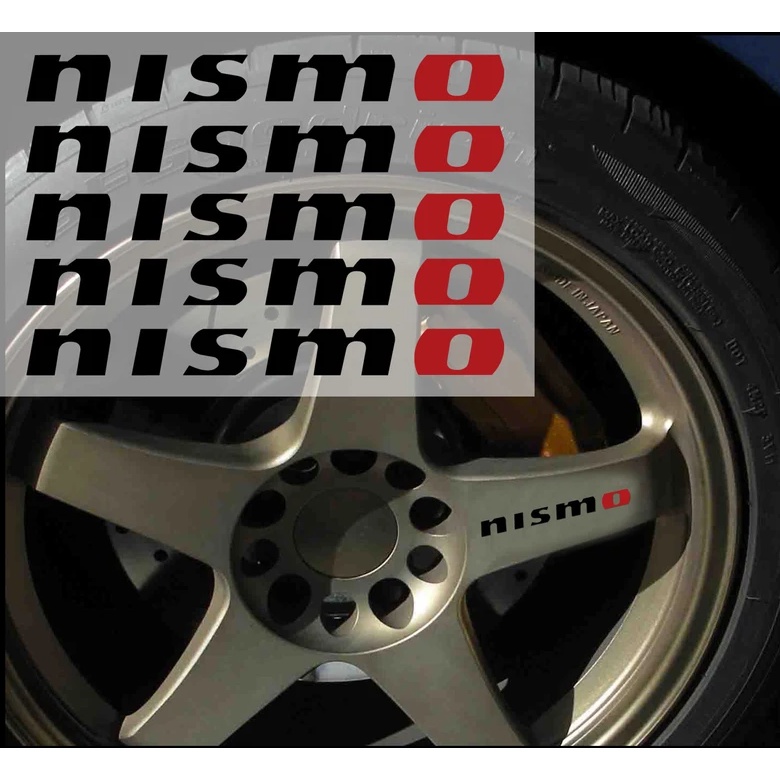 set of 5 nismo rim decal stickers, black and red 3.7 inches long nissan ...