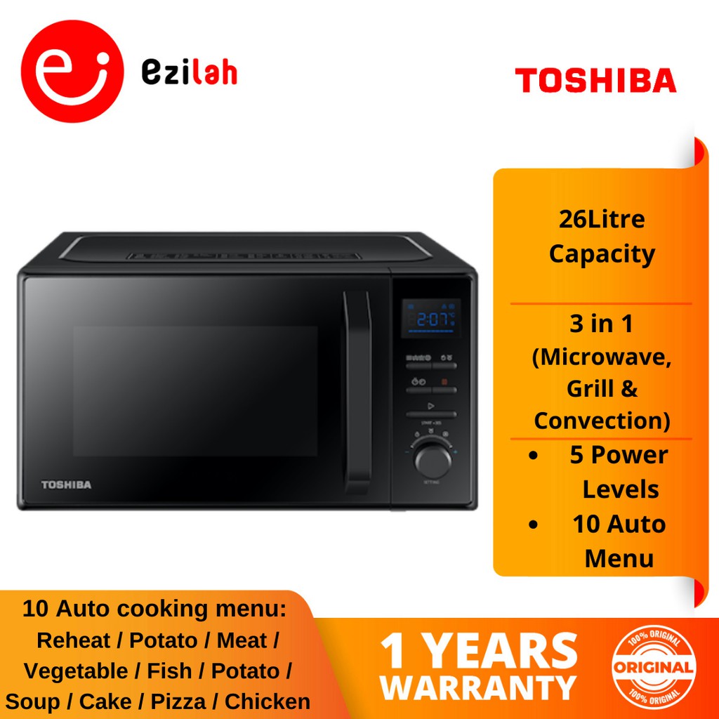 Toshiba Microwave Oven With Grill & Convection (26L) MW2AC26TF(BK