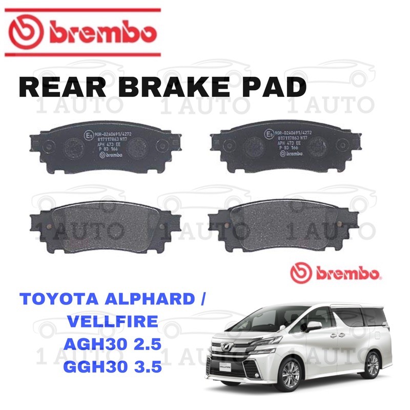 GENUINE BREMBO REAR BELAKANG BRAKE PAD TOYOTA ALPHARD VELLFIRE AGH30 2. ...