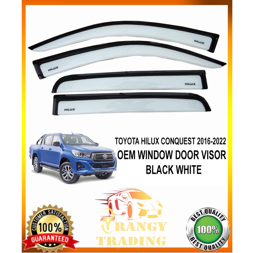 Toyota Hilux 2016 to 2024 OEM Window Door Rain Visor BLACK WHITE