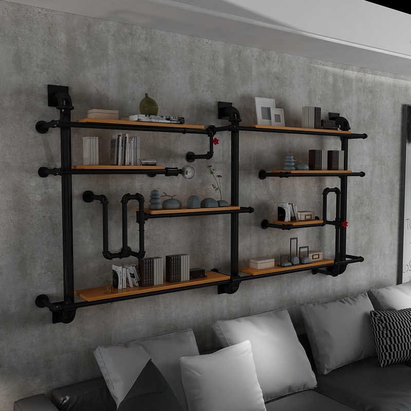HOT Water Pipe Wall Bookshelf and Storage Shelf Wine Rack Wall