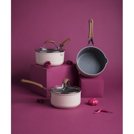 Carote Bio Pink High Quality Non Stick Saucepan Milk Pan With Lid