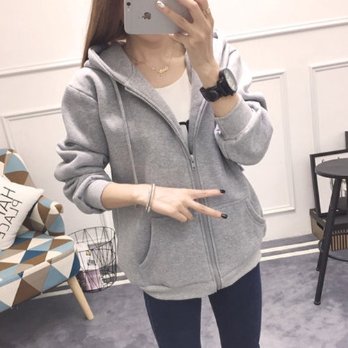 Sweater Women Jacket Long Sleeve Hoodie Grey Women's jaket perempuan ...