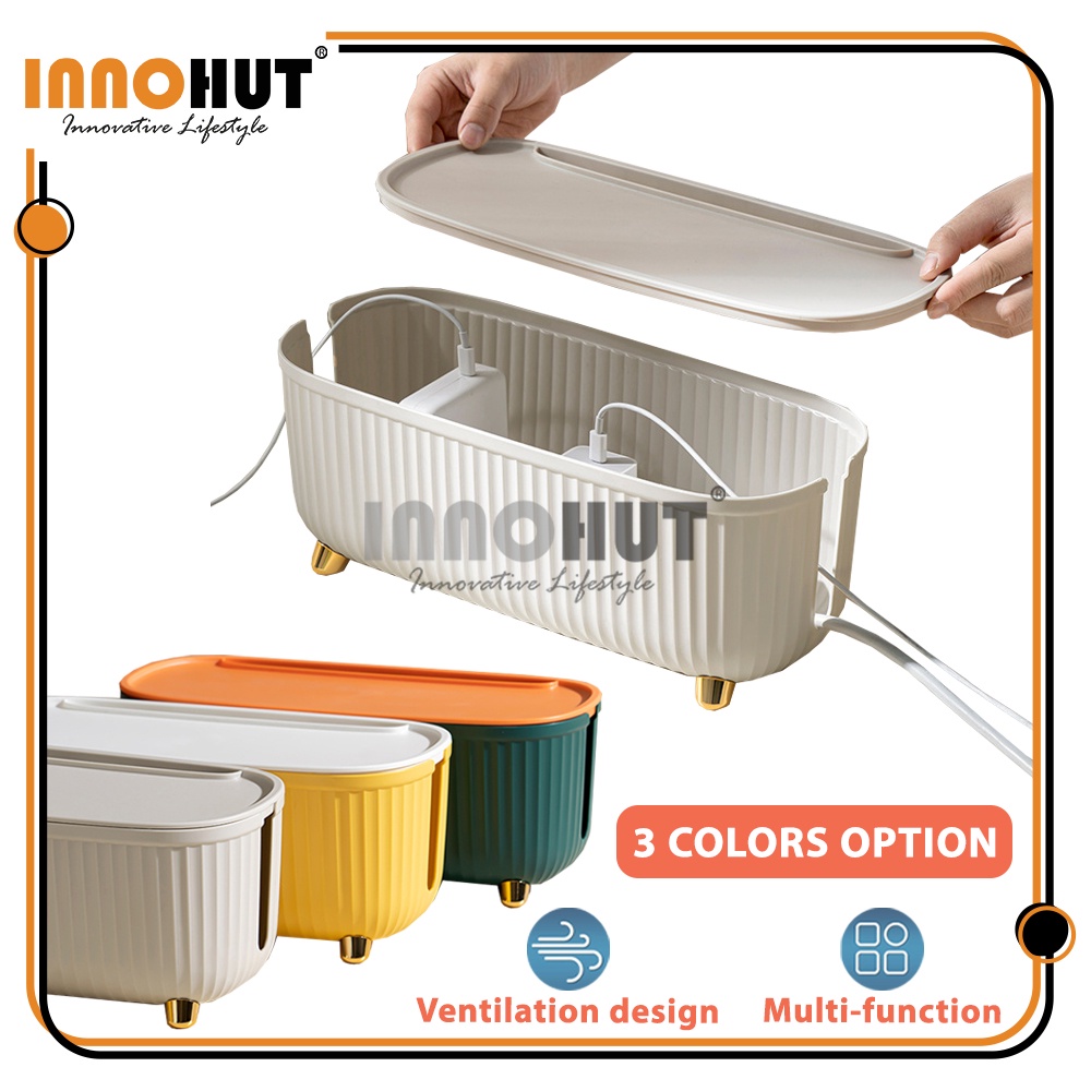 Innohut Cable Storage Box Extension Plug Cable Organizer Box TV Home ...