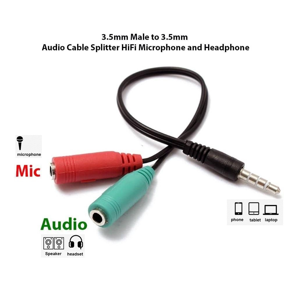 4 Pole Trrs To 3 5mm Stereo And Mic Splitter Cable Male To 2x Female Shopee Malaysia