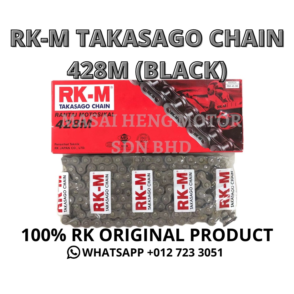 RK-M TAKASAGO CHAIN RANTAI MOTORSIKAL 428M (BLACK) 100% RK ...