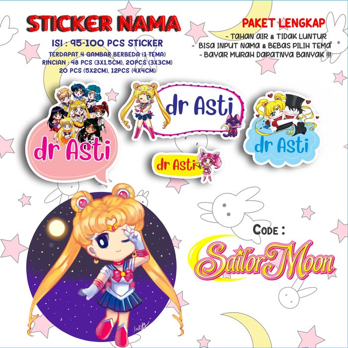 SAILOR MOON Theme Character Name Label Sticker / Sticker | Shopee Malaysia
