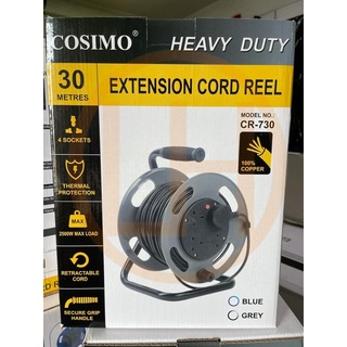 COSIMO 4 Gang Industrial Type Extension Plug & Adapters Heavy Duty Cable  Reel Set - 20M / 30M