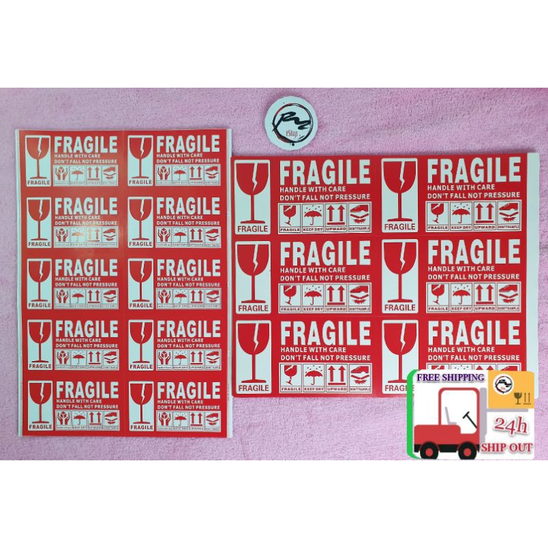100 pcs 9×5cm Ready Stock Fragile Sticker Label Caution Sticker (SMALL ...