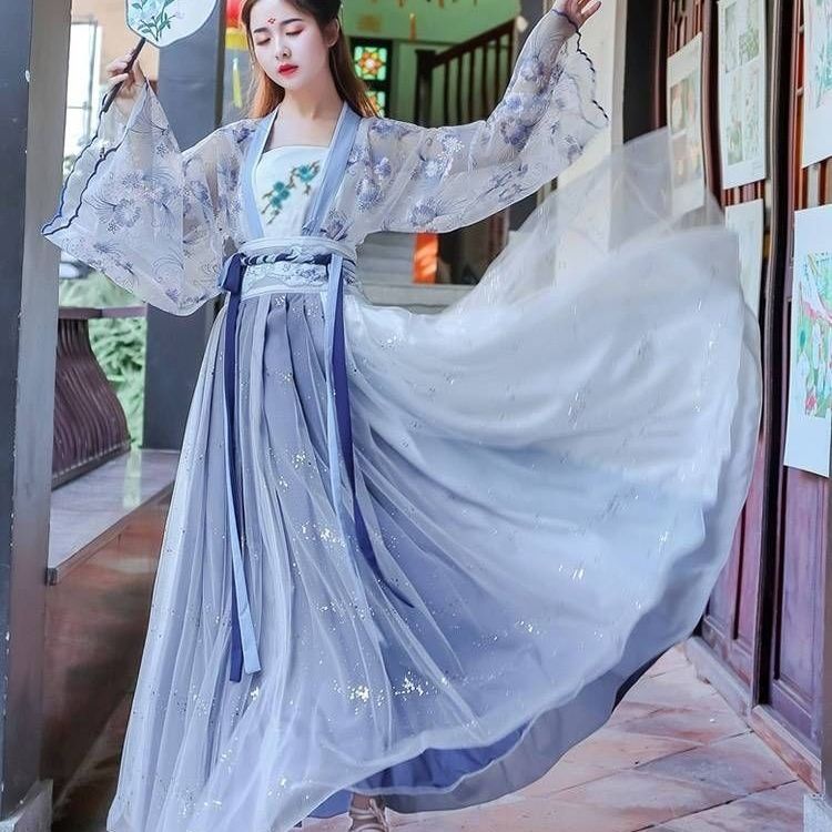 【Free shipping】Hanfu Chinese style super fairy dress Huashen Fu ancient ...