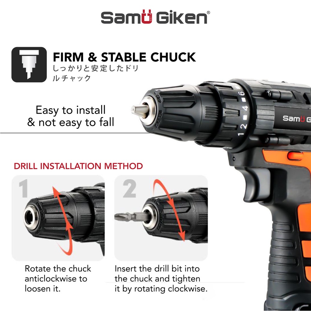 Samu Giken Cordless Wireless Drill Screwdriver with Li ion Battery