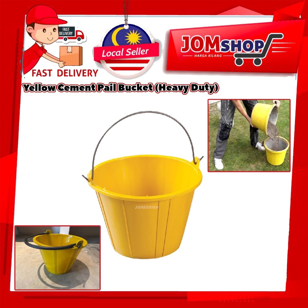 Quality PVC Yellow Cement Pail / Steel Handle / Baldi Simen Kuning