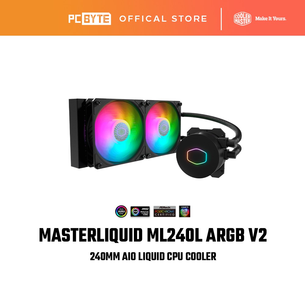 Cooler Master MasterLiquid ML240L V2 ARGB 240mm AIO Liquid CPU Cooler