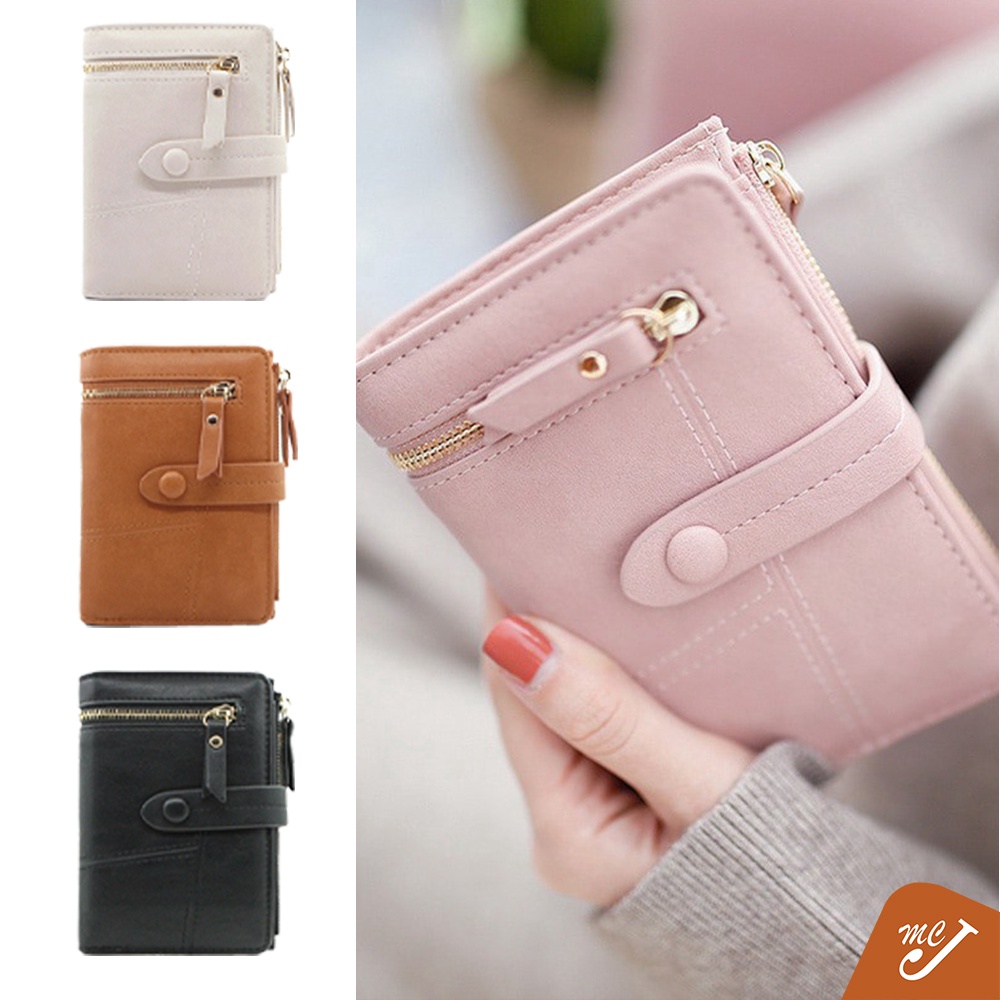 McJoden EBONY Women's Short Wallet Multifunction Buckle Multicard Purse Ladies Wallet