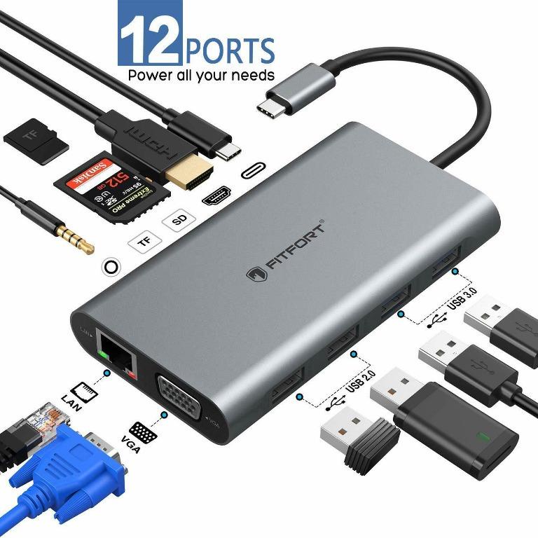 FITFORT (UCN3265) 11-in-1 USB C Hub, Dual Display, 11 Ports Aluminum ...