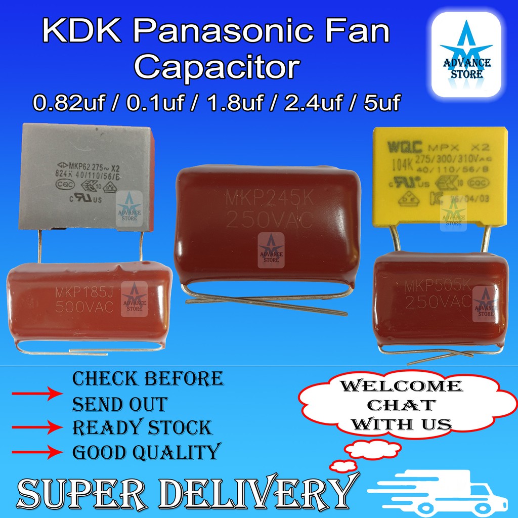 Panasonic KDK Ceiling Fan Condenser Capacitor Kipas Siling Kapasitor