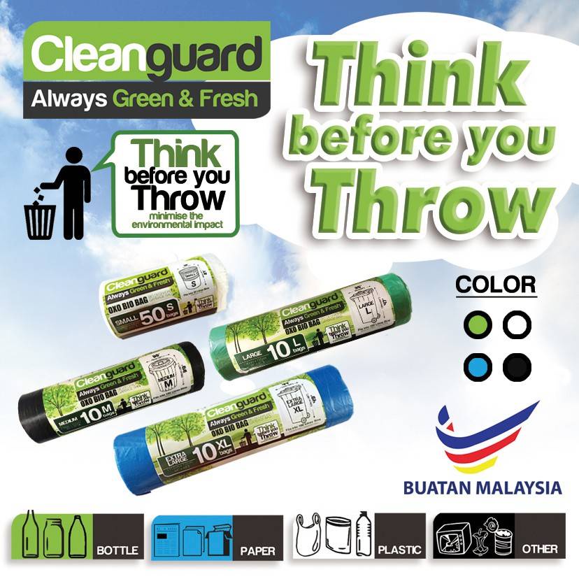 [1 ROLL] CLEANGUARD OXO Biodegradable Garbage Trash Bag / Plastik ...