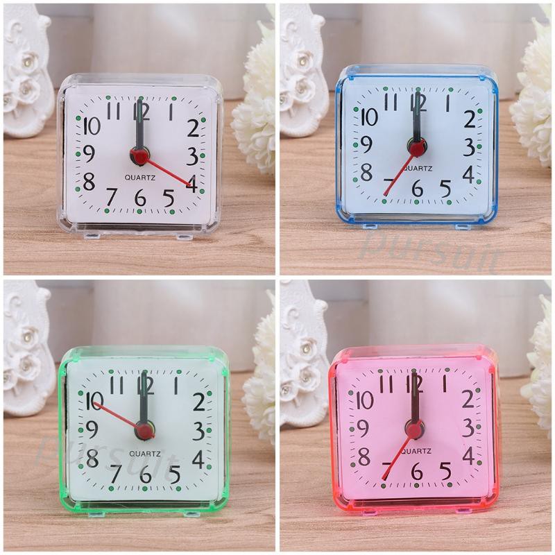 Mini Square Quartz Beep Alarm Clock Plastic Desk Table Travel Trip ...