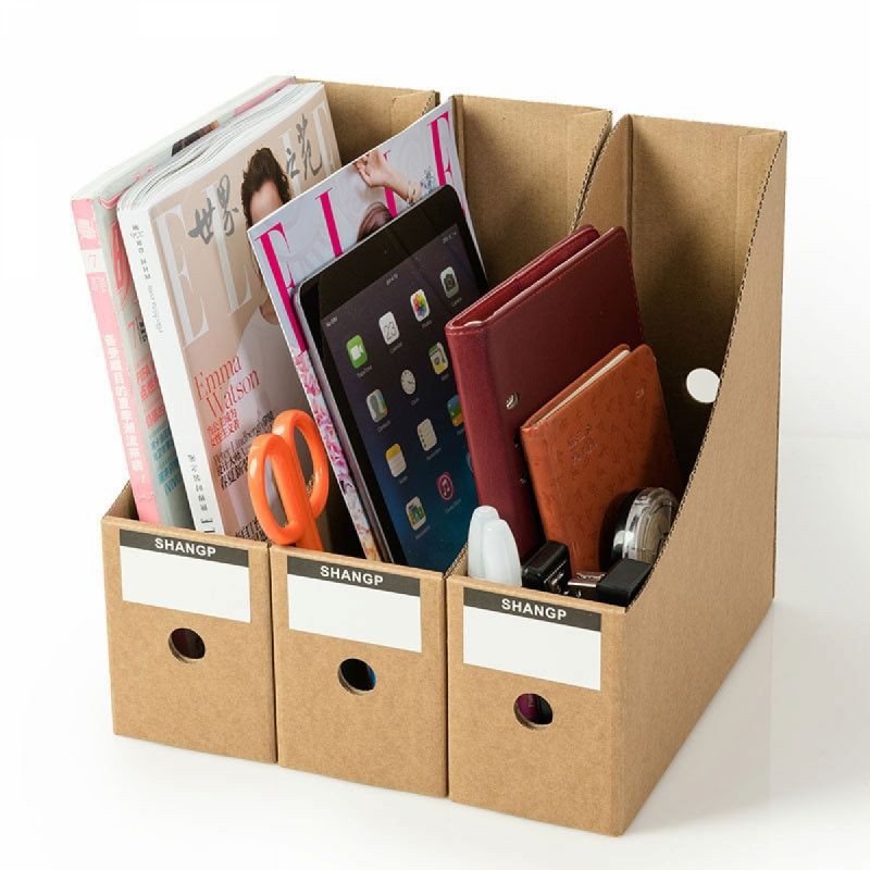 S1044 Kraft Paper Cardboard Magazine File Holders Documents Box ...