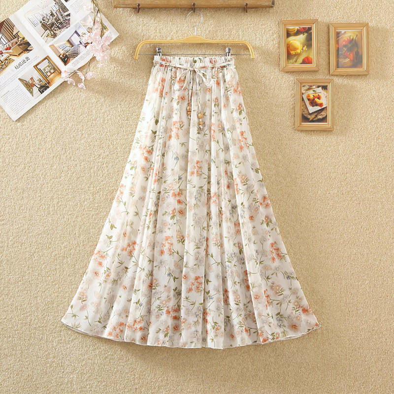 Skirt kembang chiffon floral skirt labuh skirt palas skrit woman long ...