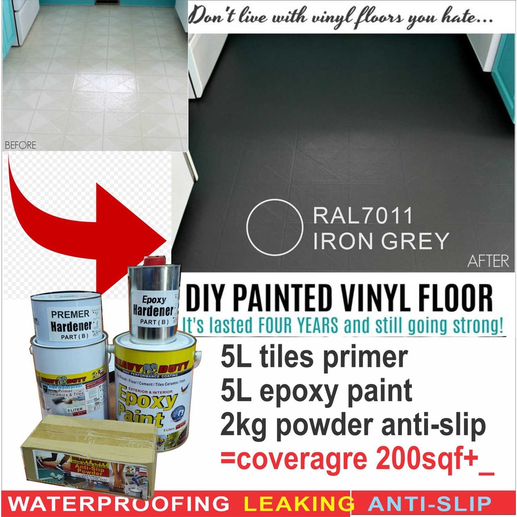 RAL7011 / BIG FULL SET Epoxy Floor Coating ( 5L PRIMER WATERPROOF + 5L