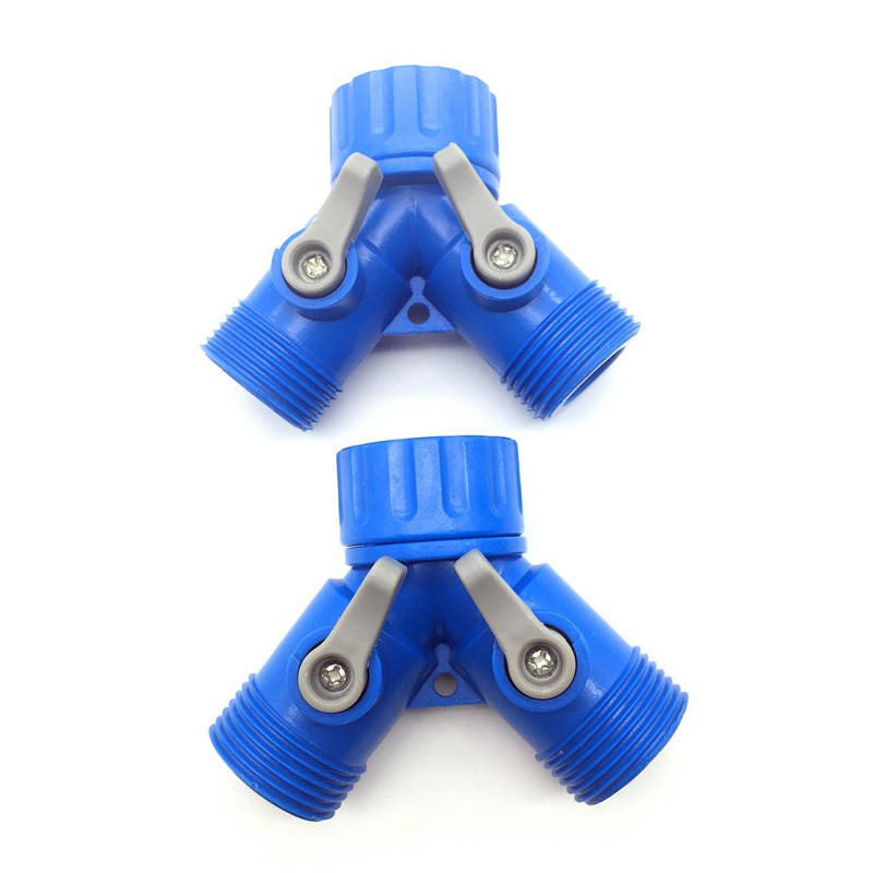 2Pcs 2-Way Y Splitter Water Flow Control Valve Connector With 3/4