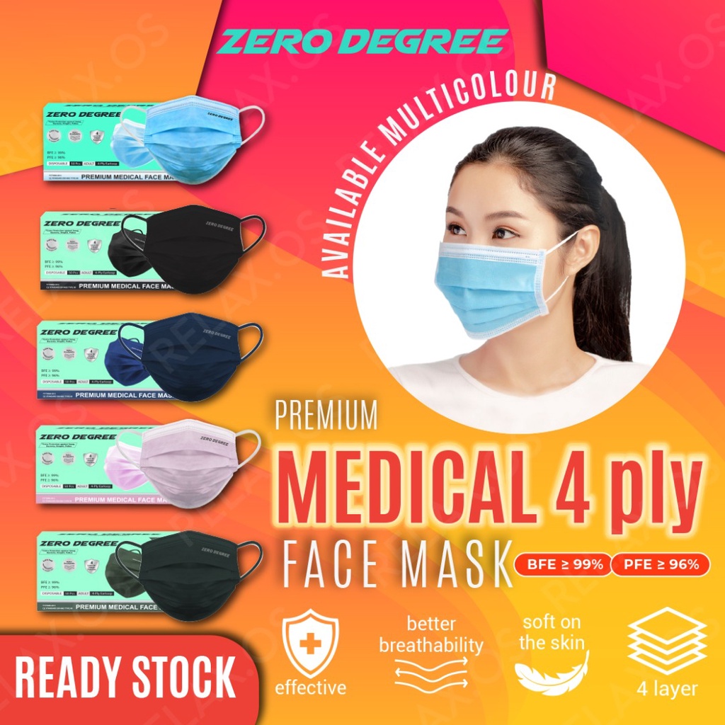READY STOCK 50pcs Full Black colour 3ply Face Mask 4ply Medical ...