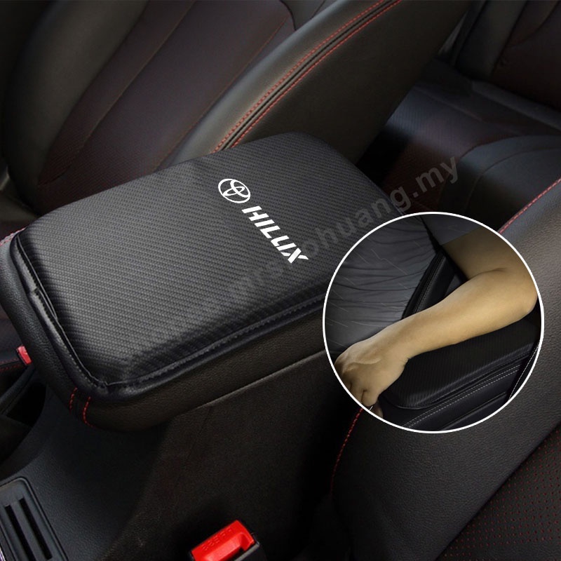 Car Armrest Pad For Toyota Hilux Accessories Carbon Fiber Leather Auto