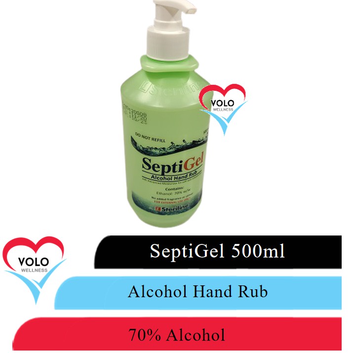 SeptiGel 500ml/bottle, Gel Based 70% Alcohol Hand Rub (Non-Sticky ...