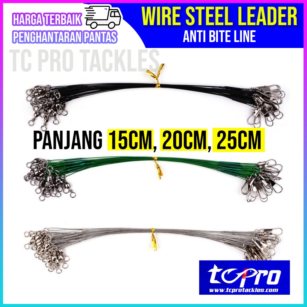 Wire Leader with Swivel Fishing Steel Line Anti Bite Dawai Besi 15CM - 25CM  | Shopee Malaysia