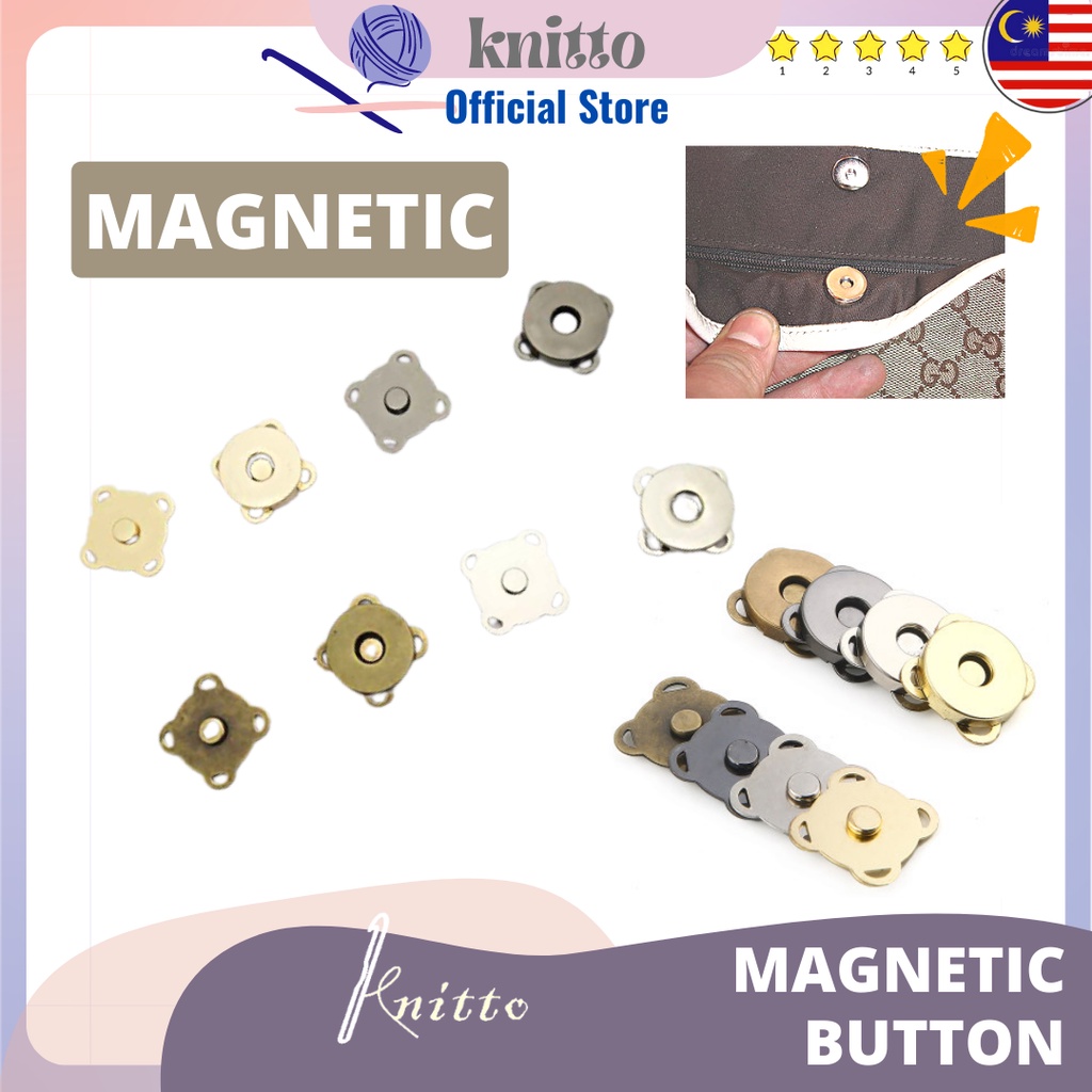 2 Magnetic Clasps 18mm With Single or Double Rivet / Silver, Bronze, Black  / Magnetic Snap Buttons, Magnets for Bag Closure 