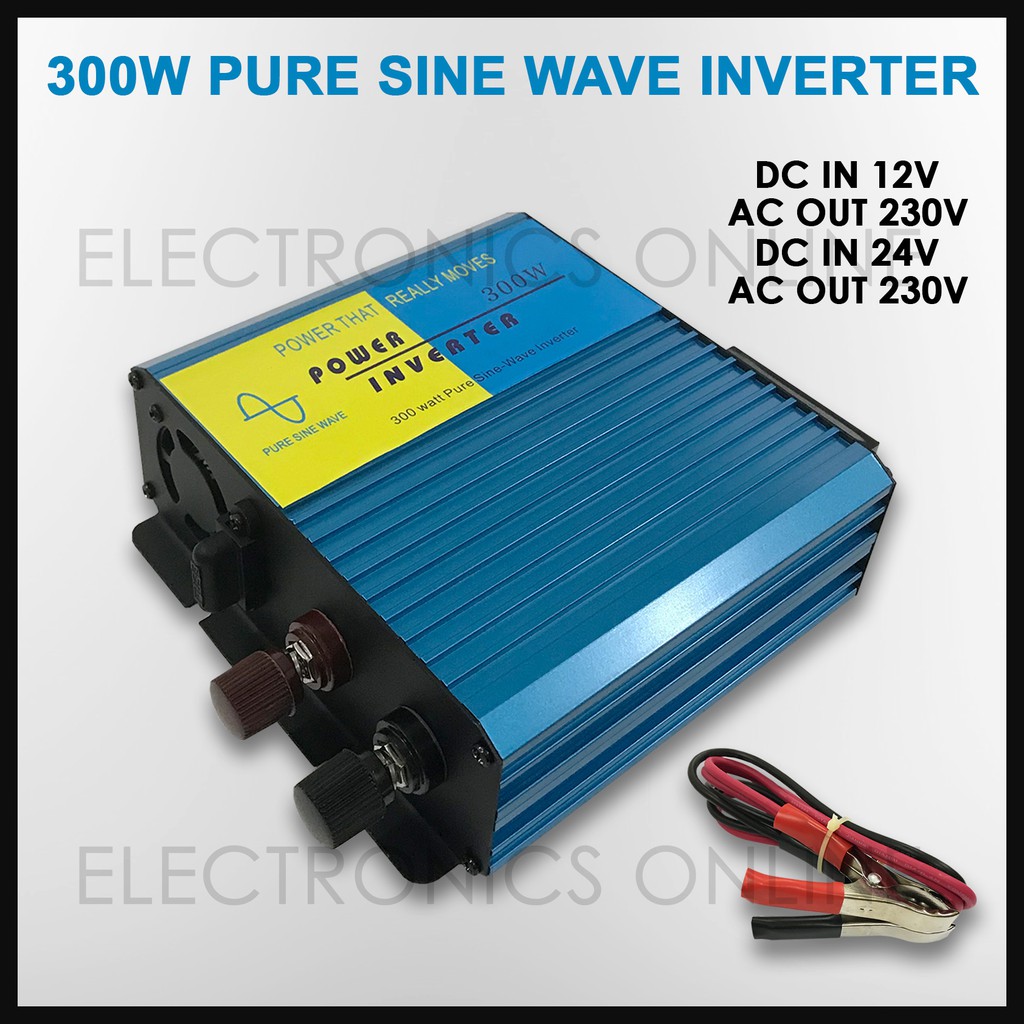 300W Pure Sine Wave Power Inverter DC 12/24V to AC 230V Car Inverter DC ...