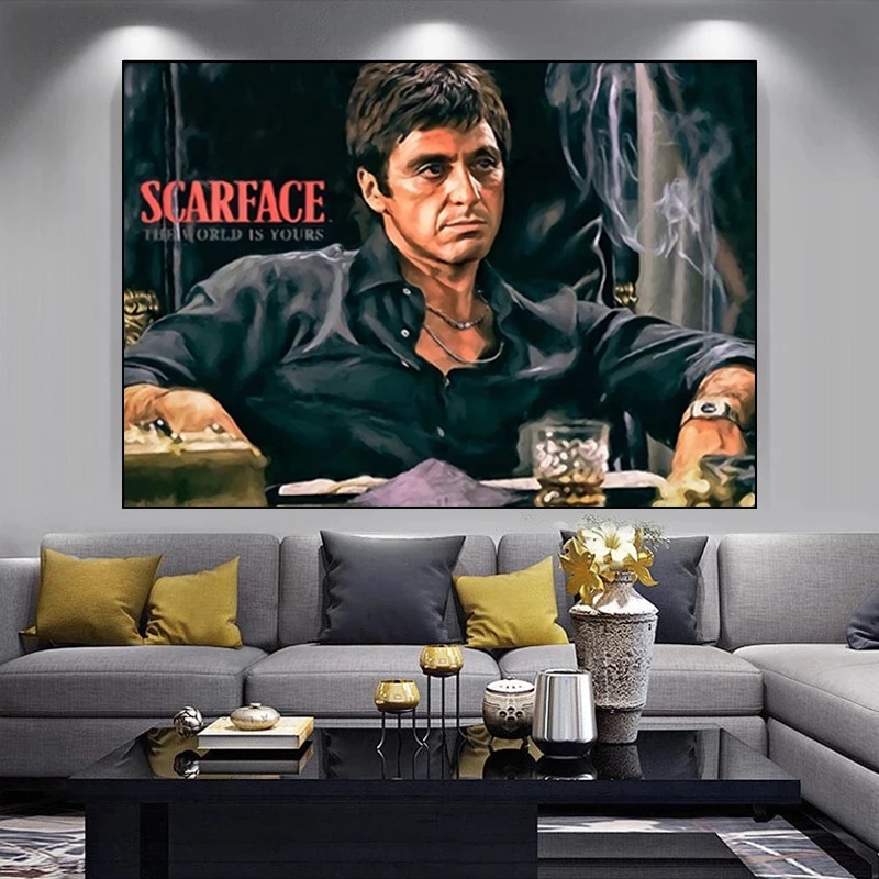 Classic Gangster Movie Canvas Painting Scar Surface Tony Montana Poster ...