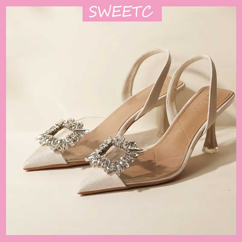 SWEETC Kasut raya perempuan Raya Heels kasut dinner glitter Women's ...