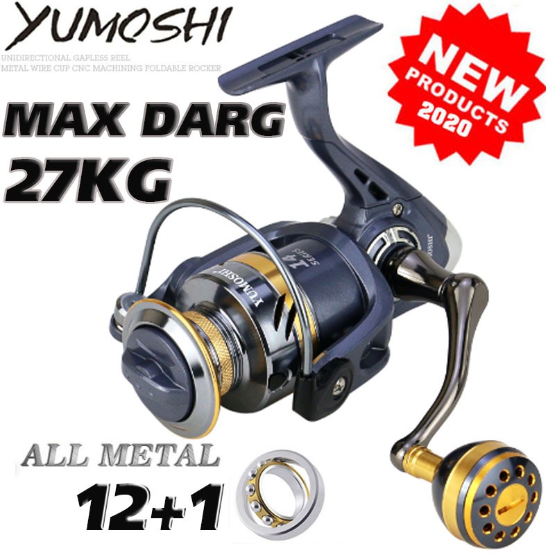 🔥READY STOCK🔥 Yumolshi Max Drag 27kg Reel Fishing Yumoshi 2020 New  Fishing Reel 2000-7000 5.2:1 High Speed Metal Spool 4+1BB Spinning Reel  Saltwater Reel HIGH SPEED LURE FISHING CASTING REEL MESIN PANCING