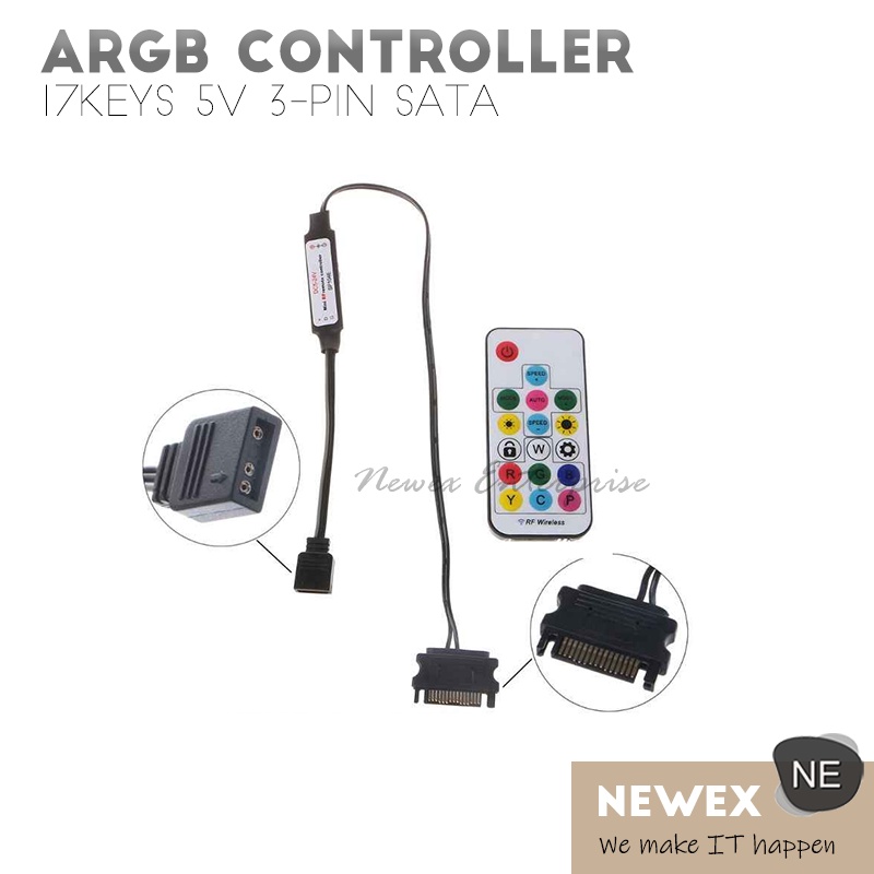 17 Keys Mini-RF 5V 3-Pin ARGB Controller (with Remote Control / Without ...