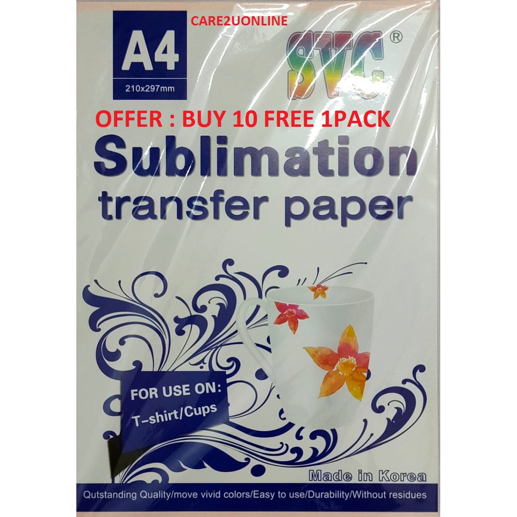 Ready Sublimation Transfer Paper A4 Size 100 Sheets Pack Shopee