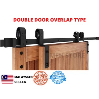 🔥READY STOCK🔥 Barn Door Railing Set 2.44 meter Length Overlap Type ...