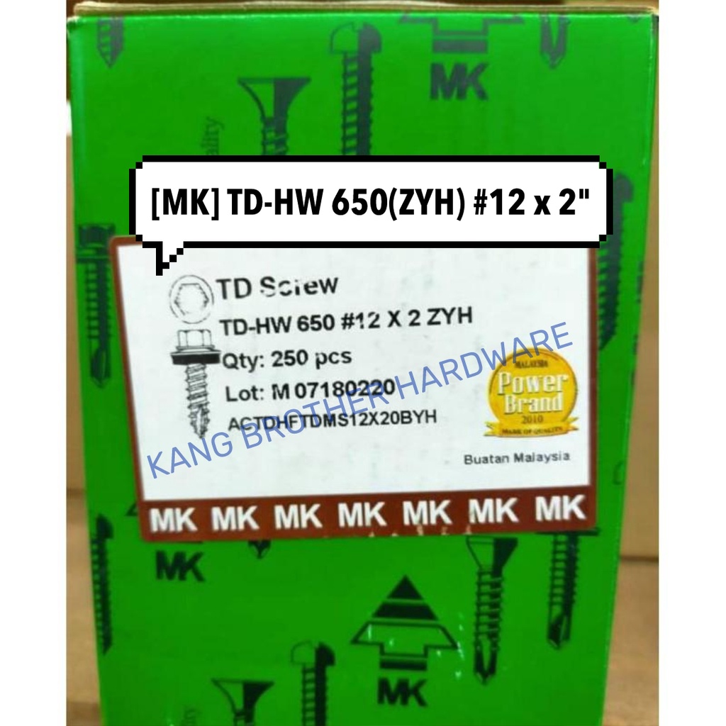 MK TDHW 650 (ZYH) 12 x 2" SELF DRILLING SCREW/SCREW ATAP ZINC KAYU
