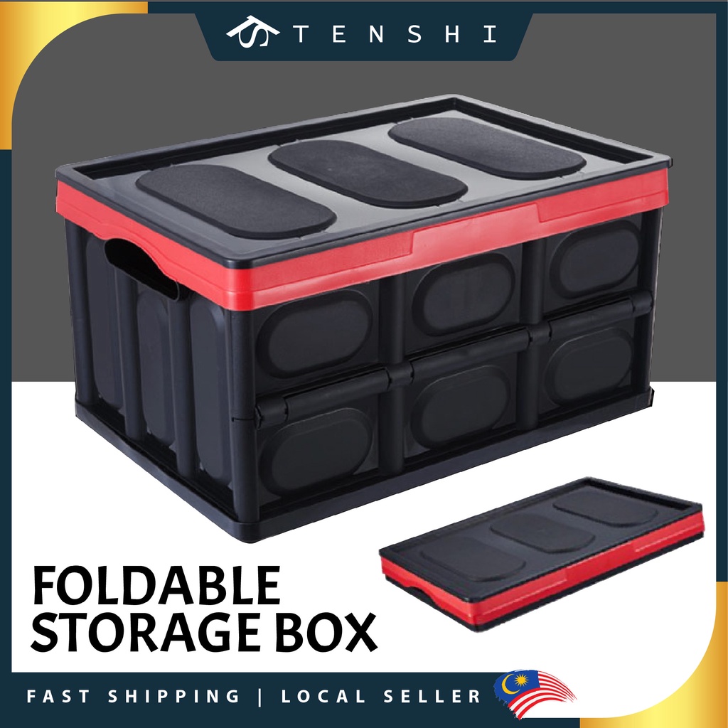 30L/56L Foldable Storage Box Collapsible Bin Container Box Stackable ...