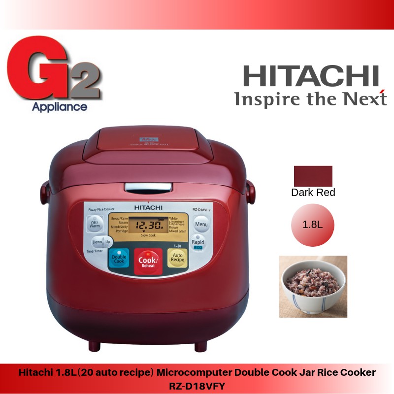 Hitachi 1.8L (20 AUTO RECIPE)Jar Rice Cooker RZD18VFY-DARK RED